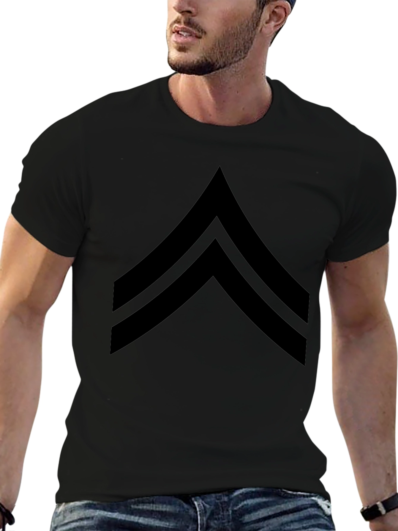 Black Chevron Graphic Tee - Casual Style