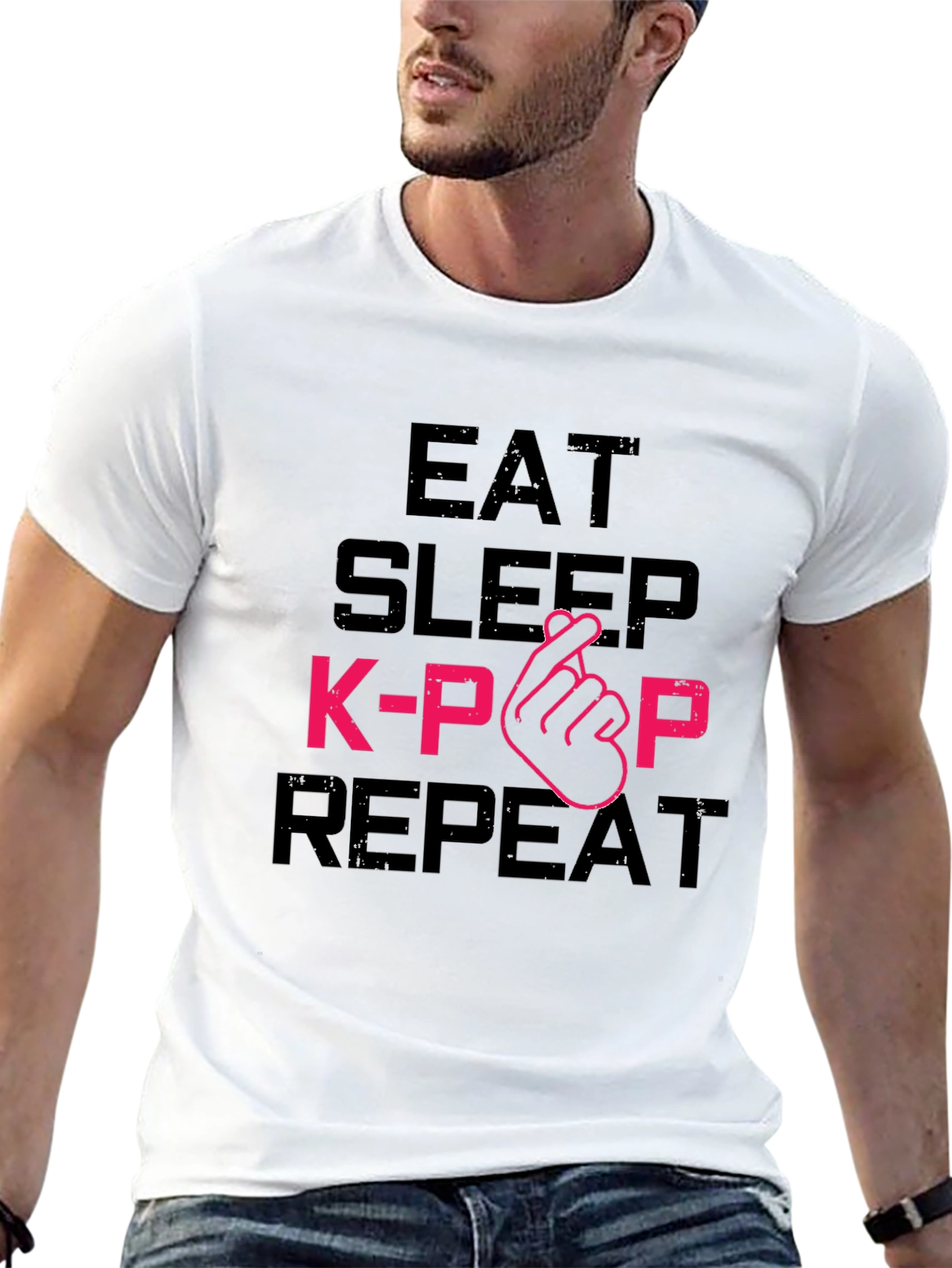 Eat Sleep K-Pop Repeat Black Graphic Tee