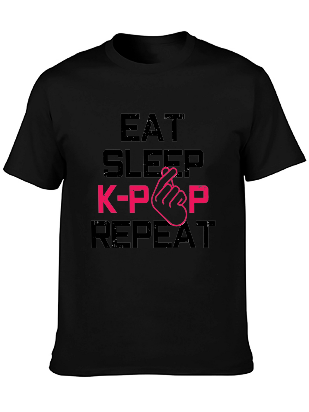 Eat Sleep K-Pop Repeat Black Graphic Tee