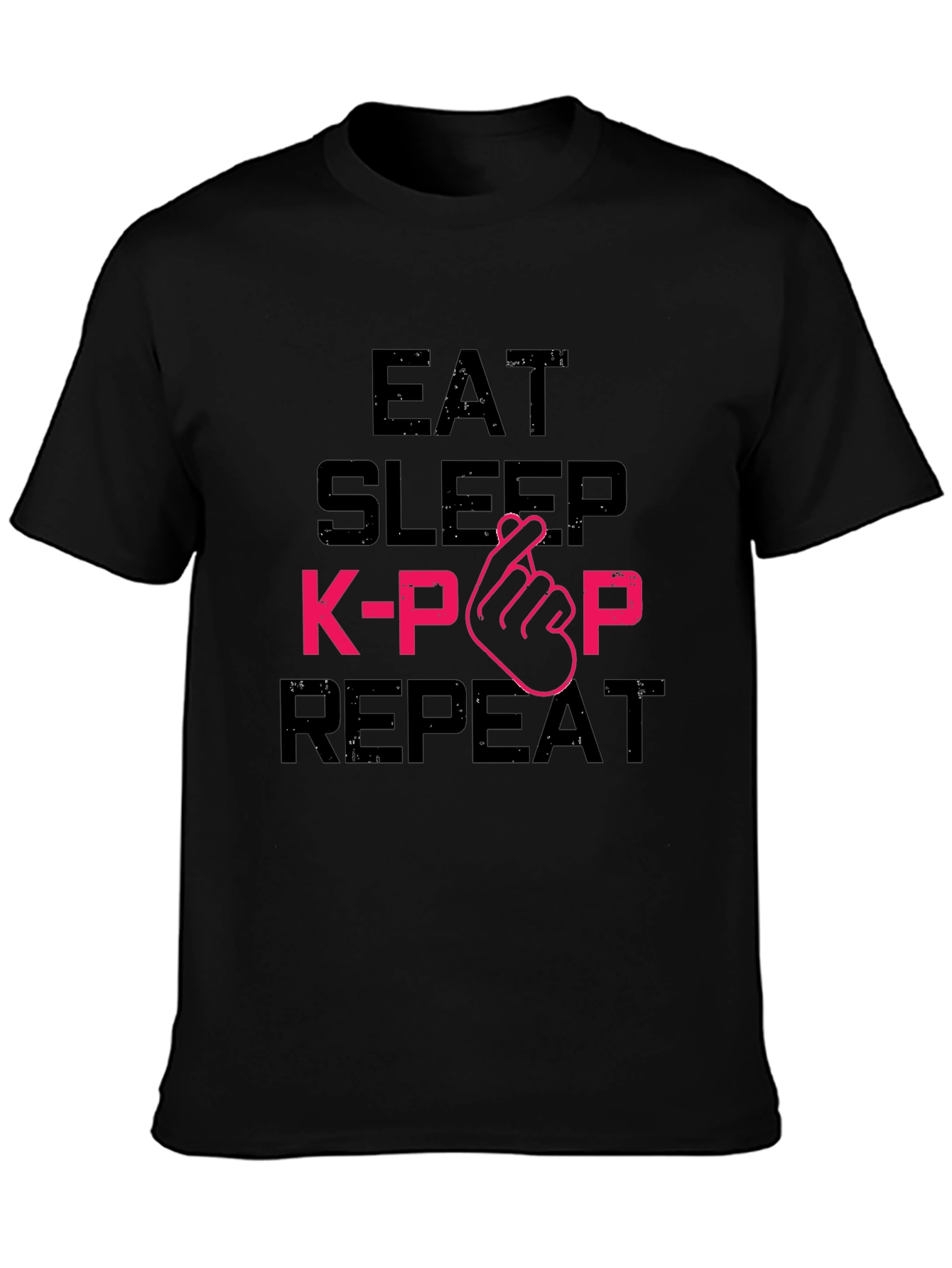 Eat Sleep K-Pop Repeat Black Graphic Tee