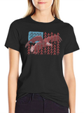 USA Flag Mountain & Wave Graphic Black T-Shirt