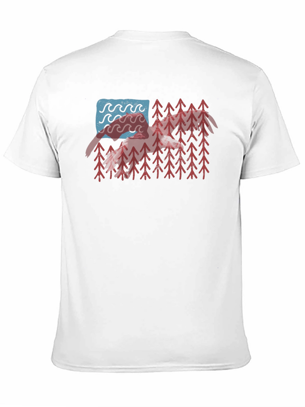USA Flag Mountain & Wave Graphic Black T-Shirt