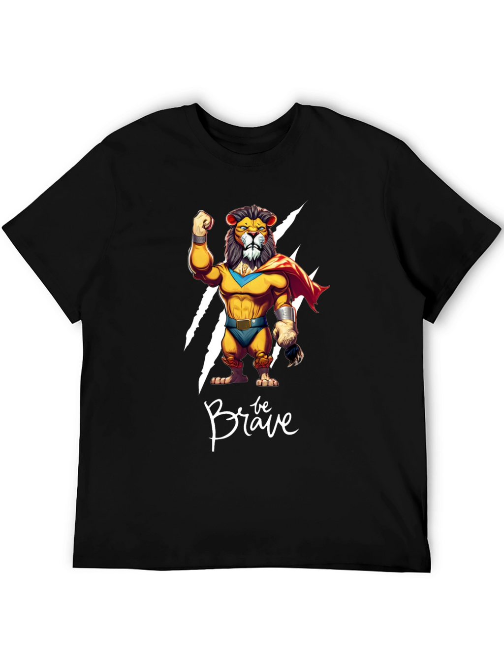 Be Brave Lion T-Shirt - Cartoon Superhero Style