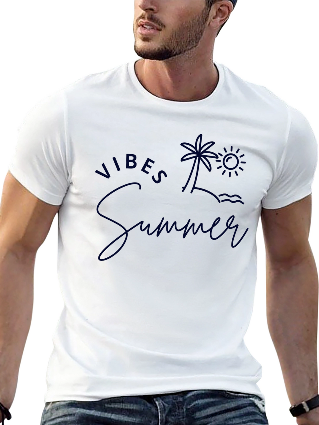 Summer Vibes Graphic Tee - Island Palm Tree