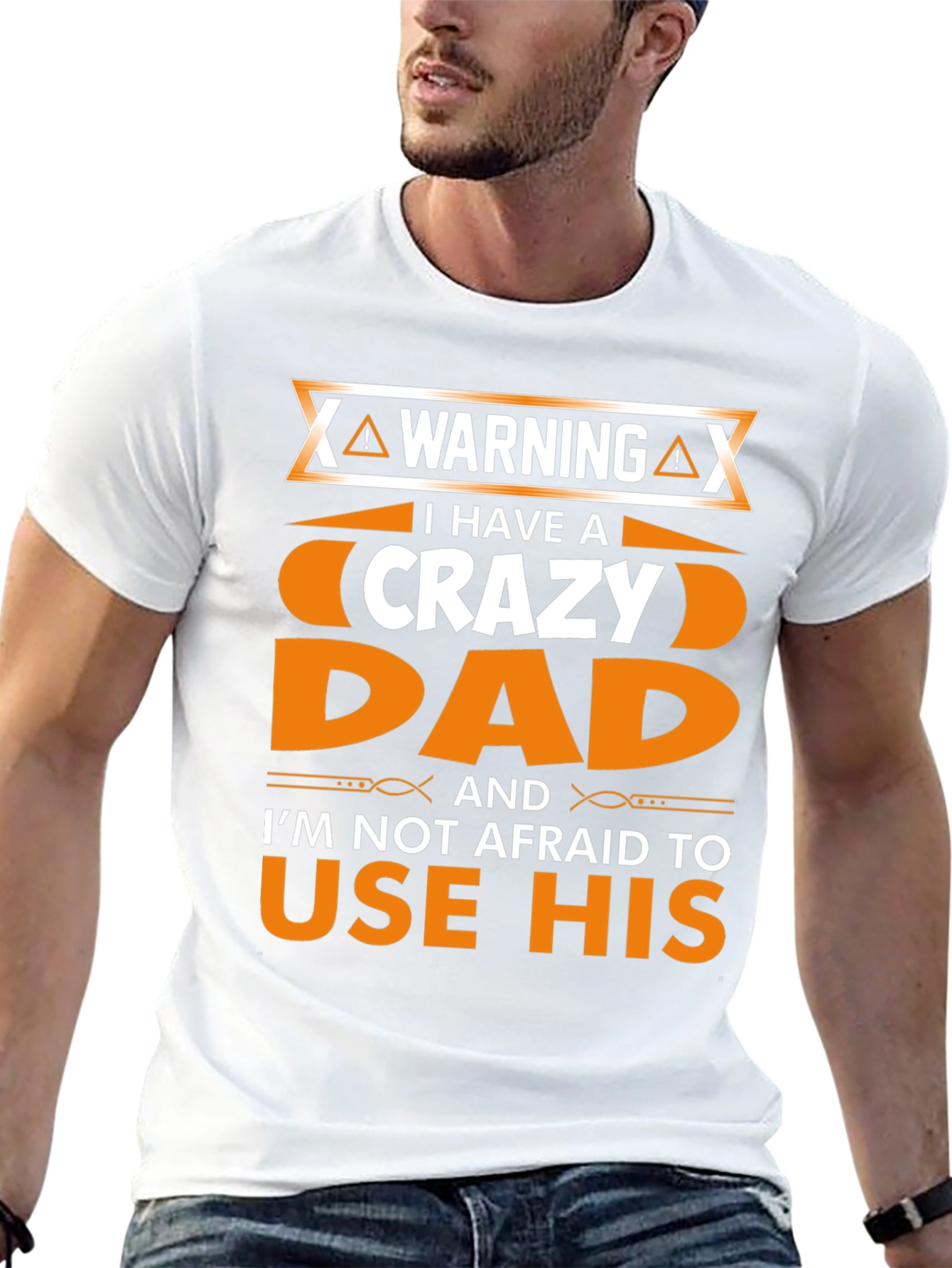 Warning Crazy Dad Graphic T-Shirt