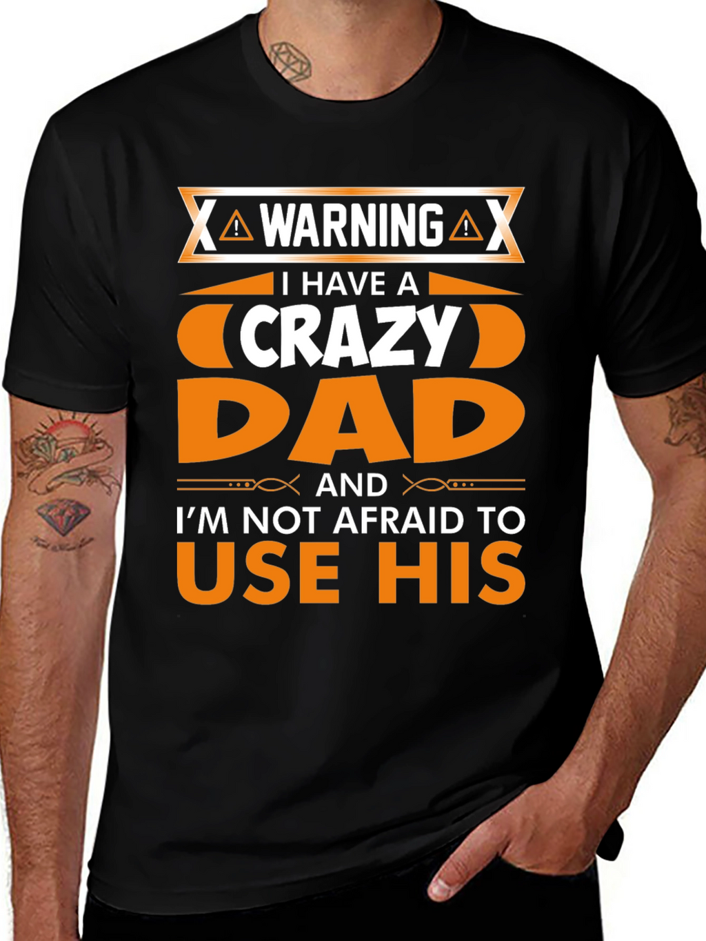 Warning Crazy Dad Graphic T-Shirt