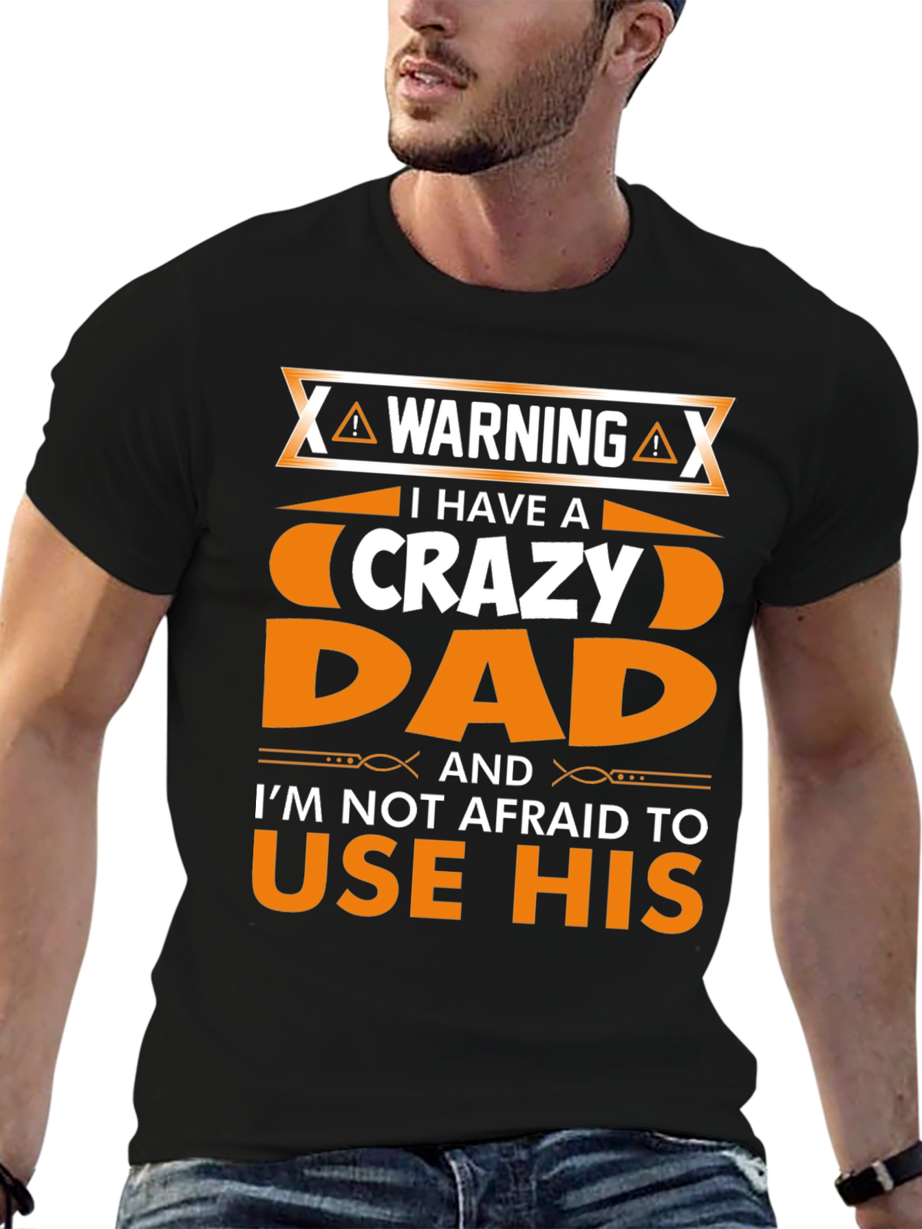 Warning Crazy Dad Graphic T-Shirt