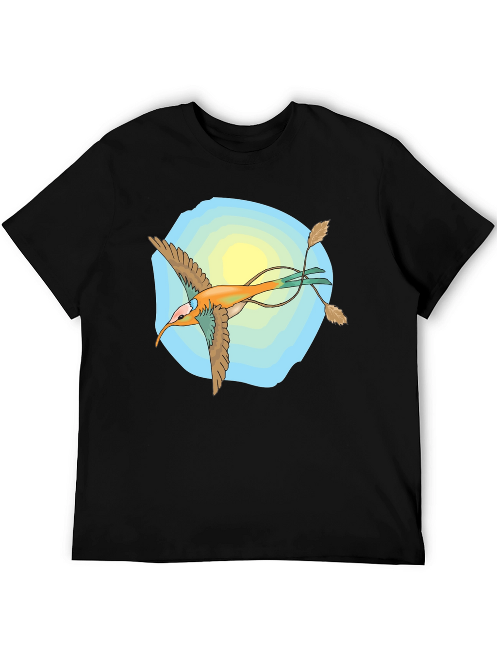 Unique Bird Graphic Black T-Shirt