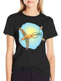 Unique Bird Graphic Black T-Shirt