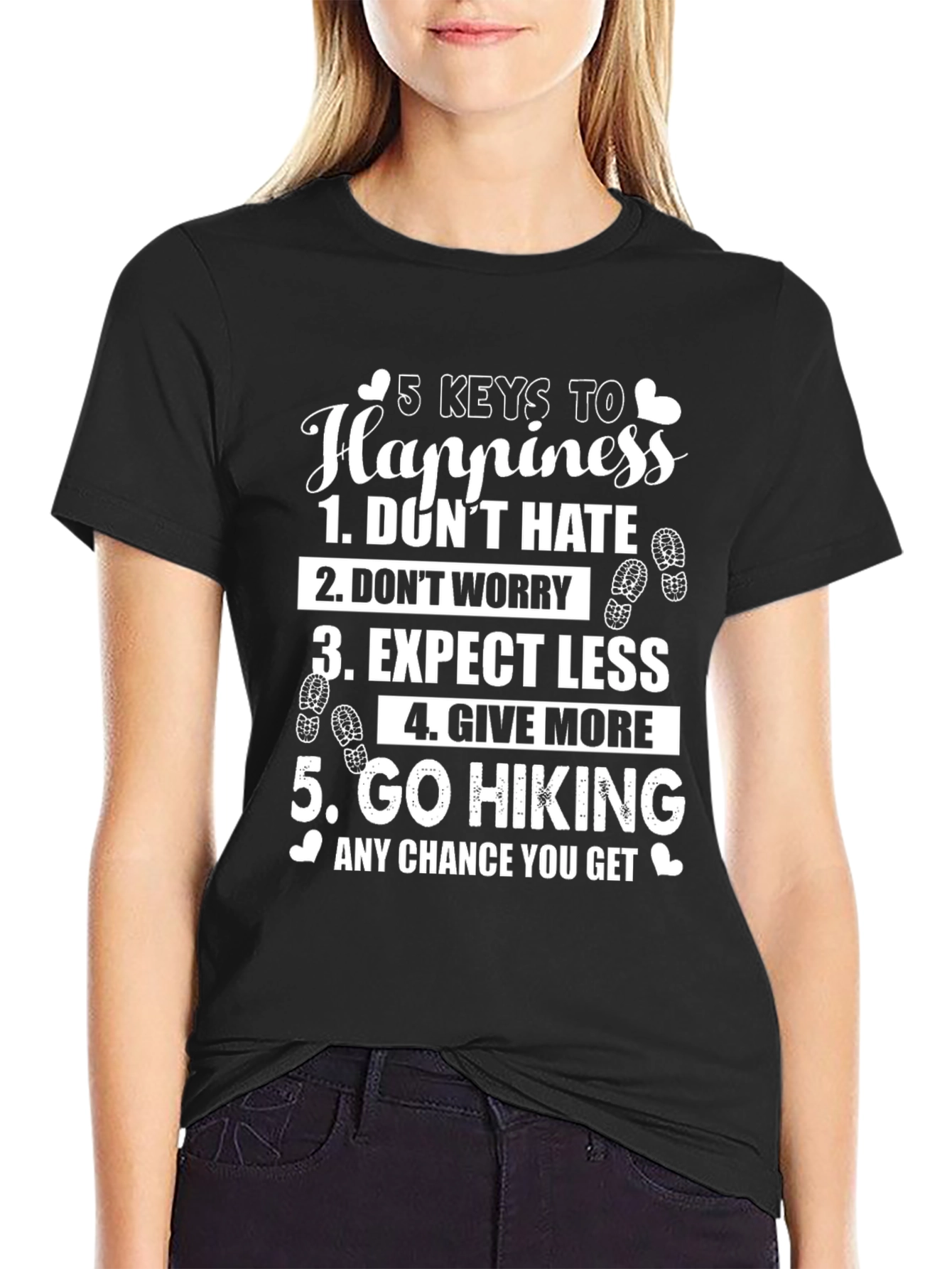5 Keys to Happiness Hiking T-Shirt - Positive Message Tee