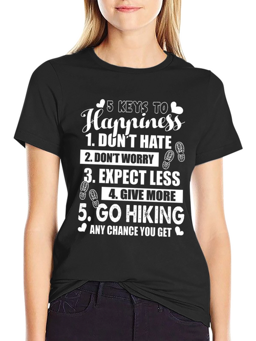 5 Keys to Happiness Hiking T-Shirt - Positive Message Tee
