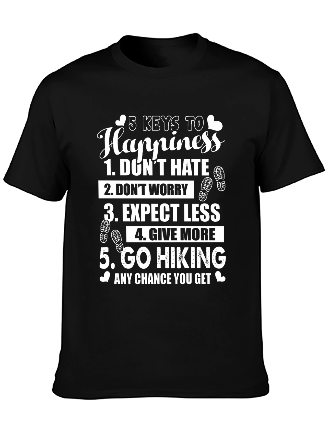 5 Keys to Happiness Hiking T-Shirt - Positive Message Tee