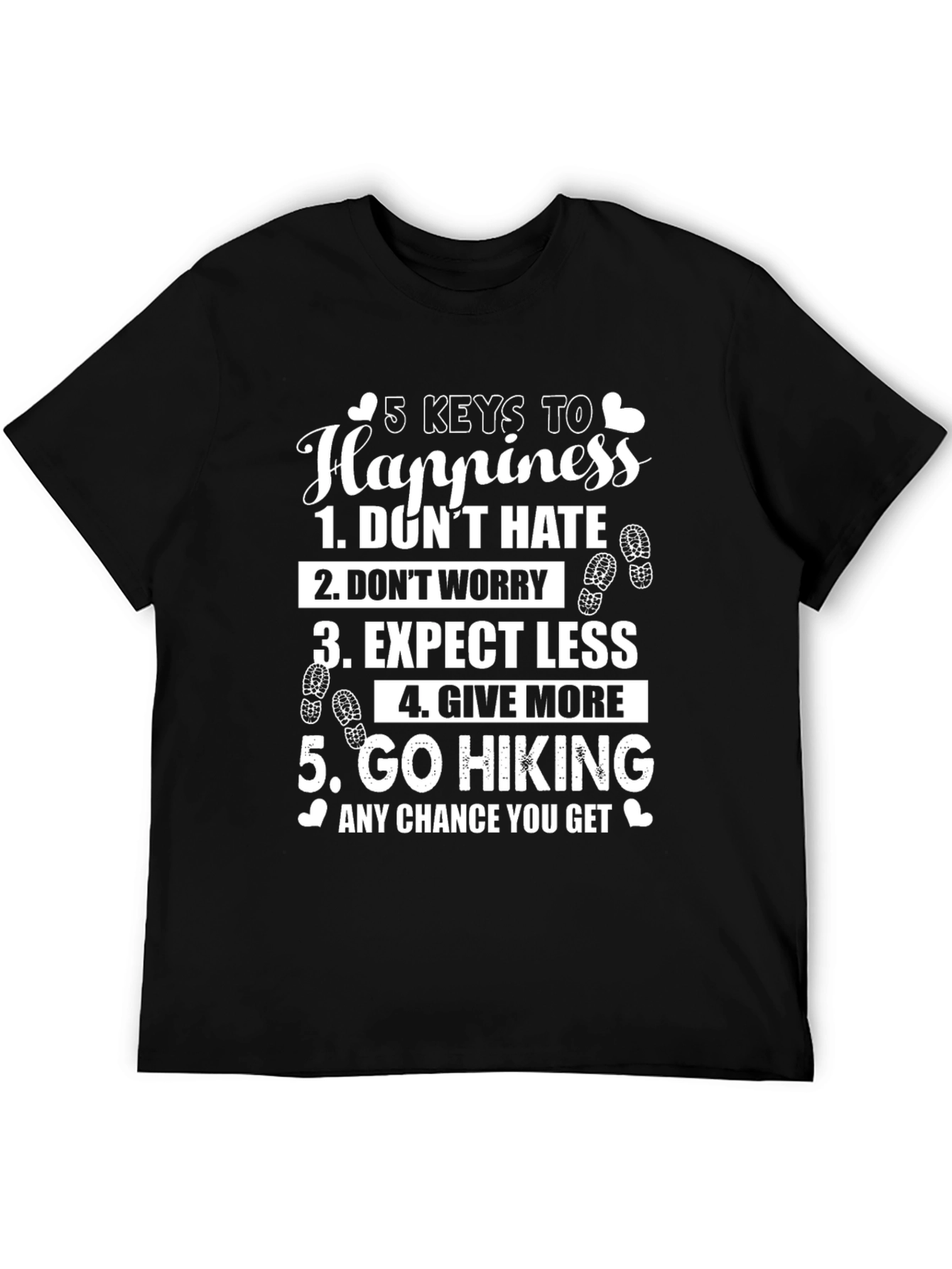 5 Keys to Happiness Hiking T-Shirt - Positive Message Tee