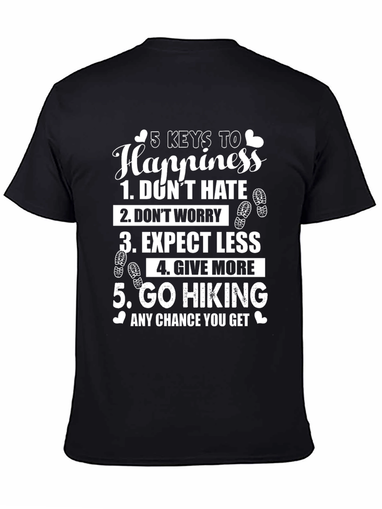 5 Keys to Happiness Hiking T-Shirt - Positive Message Tee
