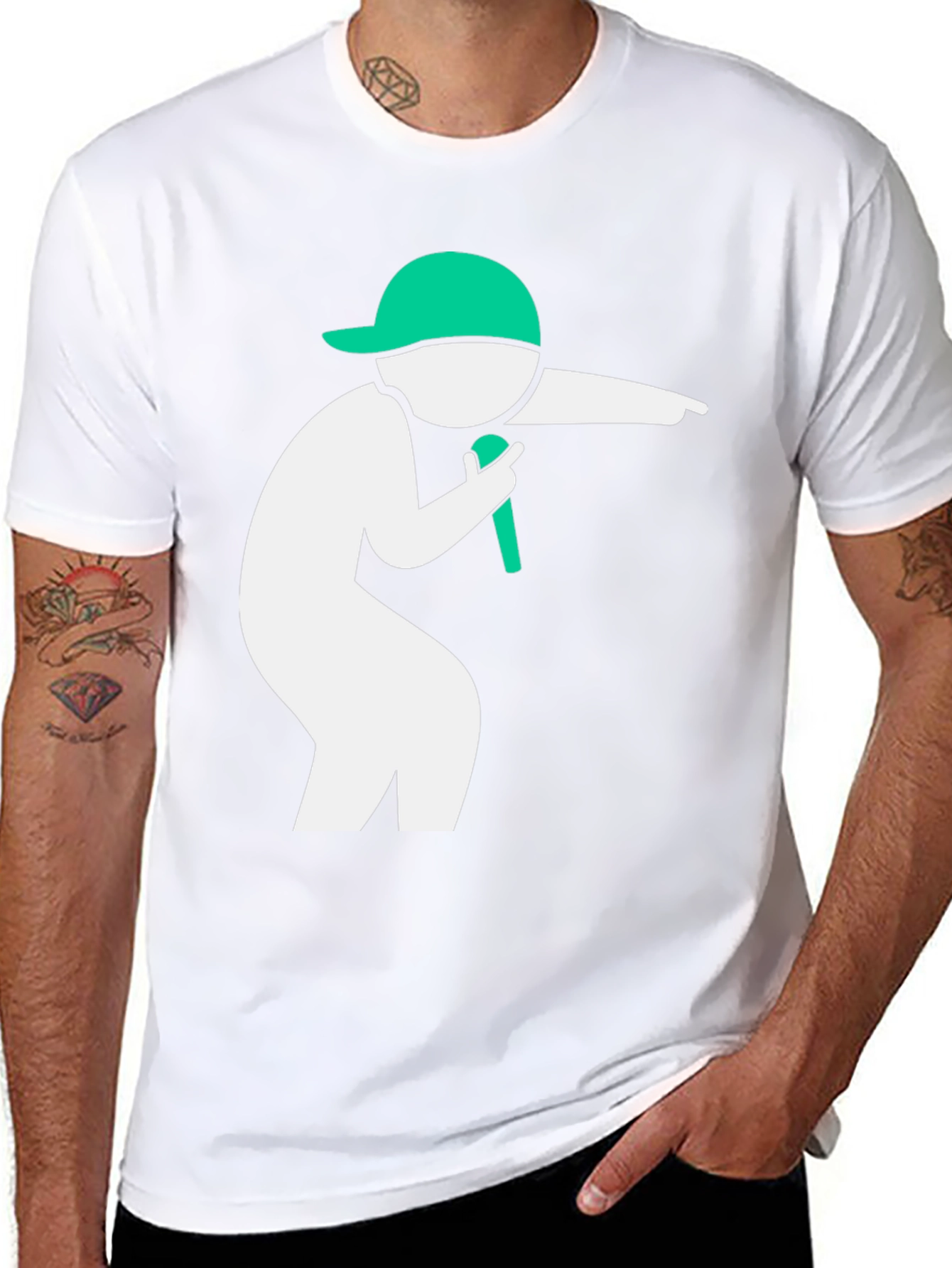 Cool Black T-Shirt with Green Icon Design
