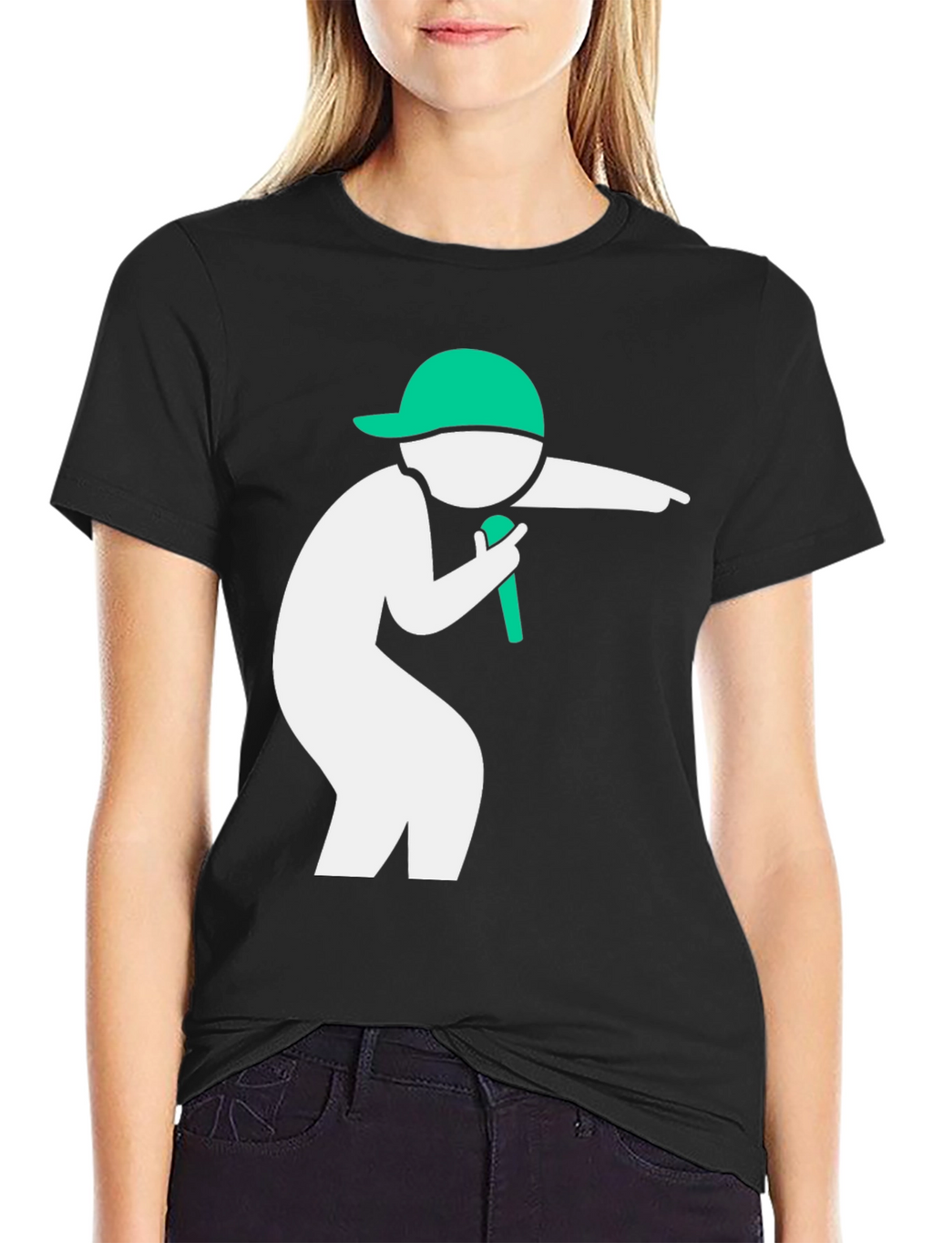Cool Black T-Shirt with Green Icon Design