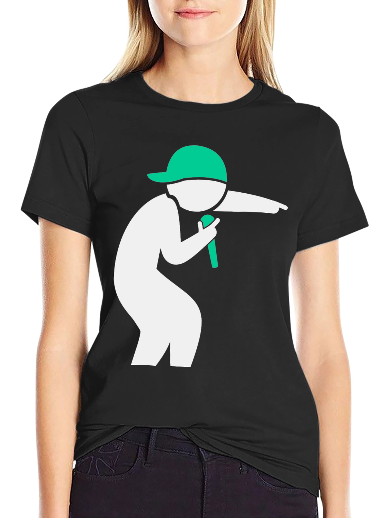 Cool Black T-Shirt with Green Icon Design