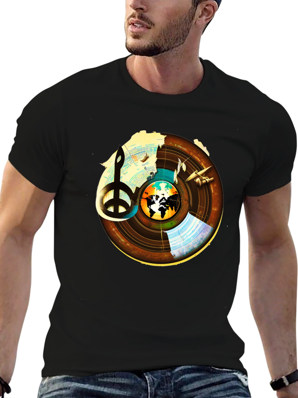 Peace & Music T-Shirt: World Vinyl Graphic Tee