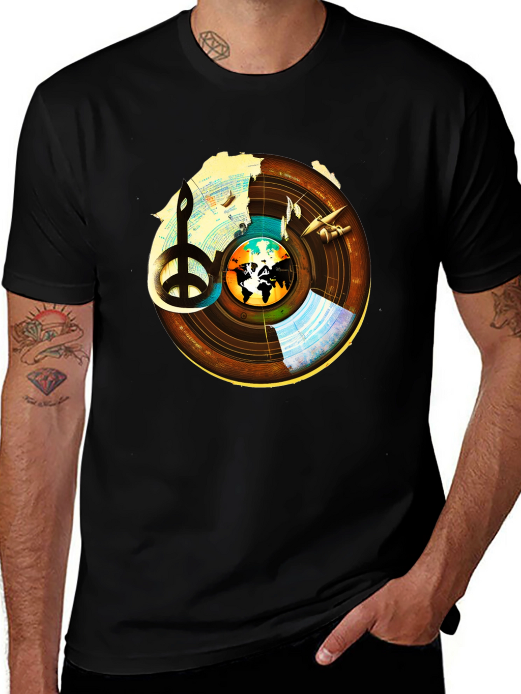 Peace & Music T-Shirt: World Vinyl Graphic Tee