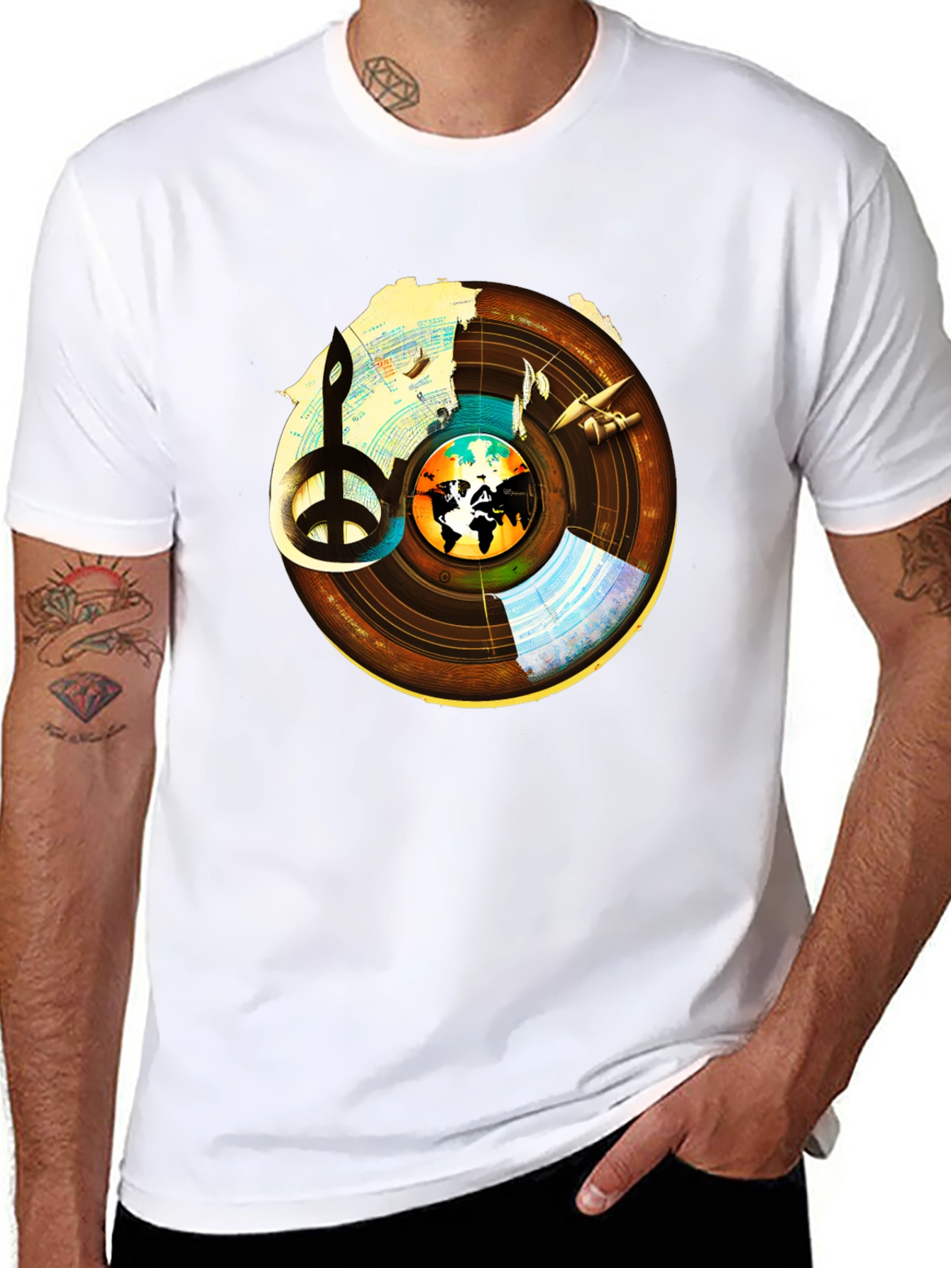 Peace & Music T-Shirt: World Vinyl Graphic Tee