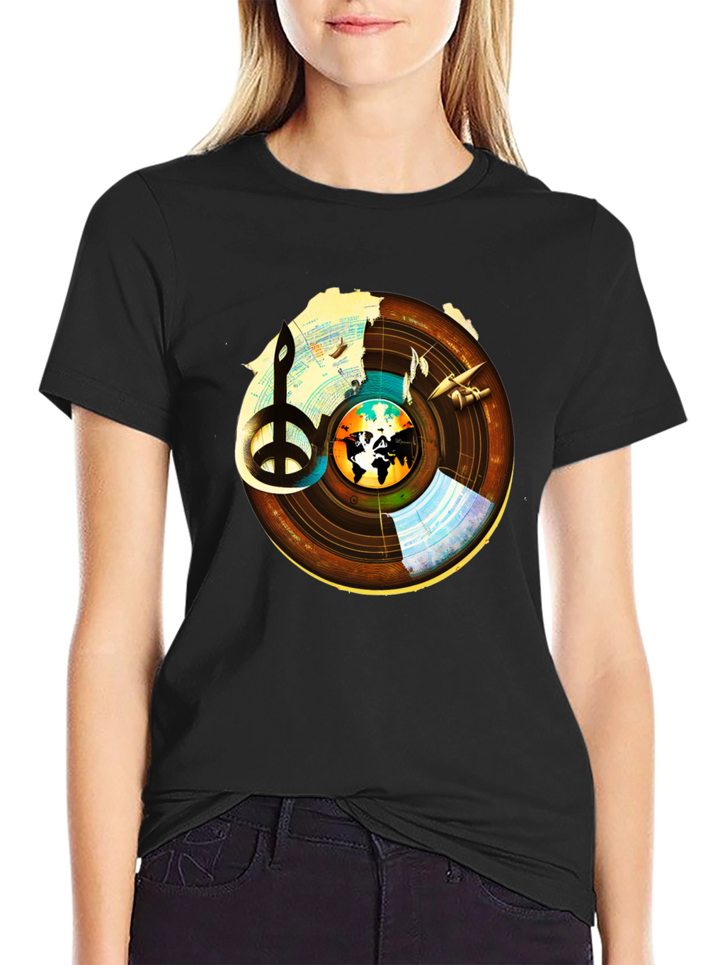 Peace & Music T-Shirt: World Vinyl Graphic Tee