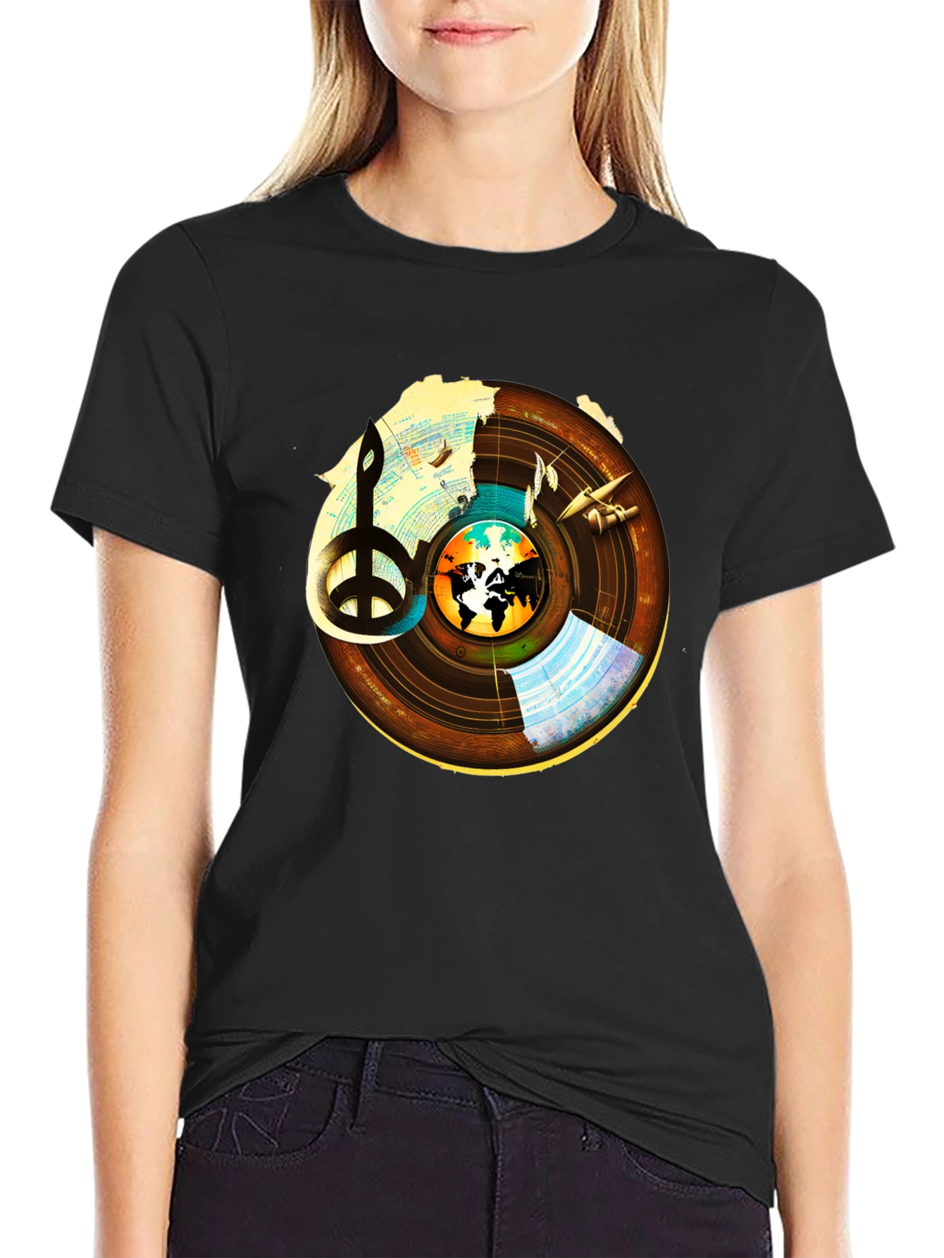 Peace & Music T-Shirt: World Vinyl Graphic Tee