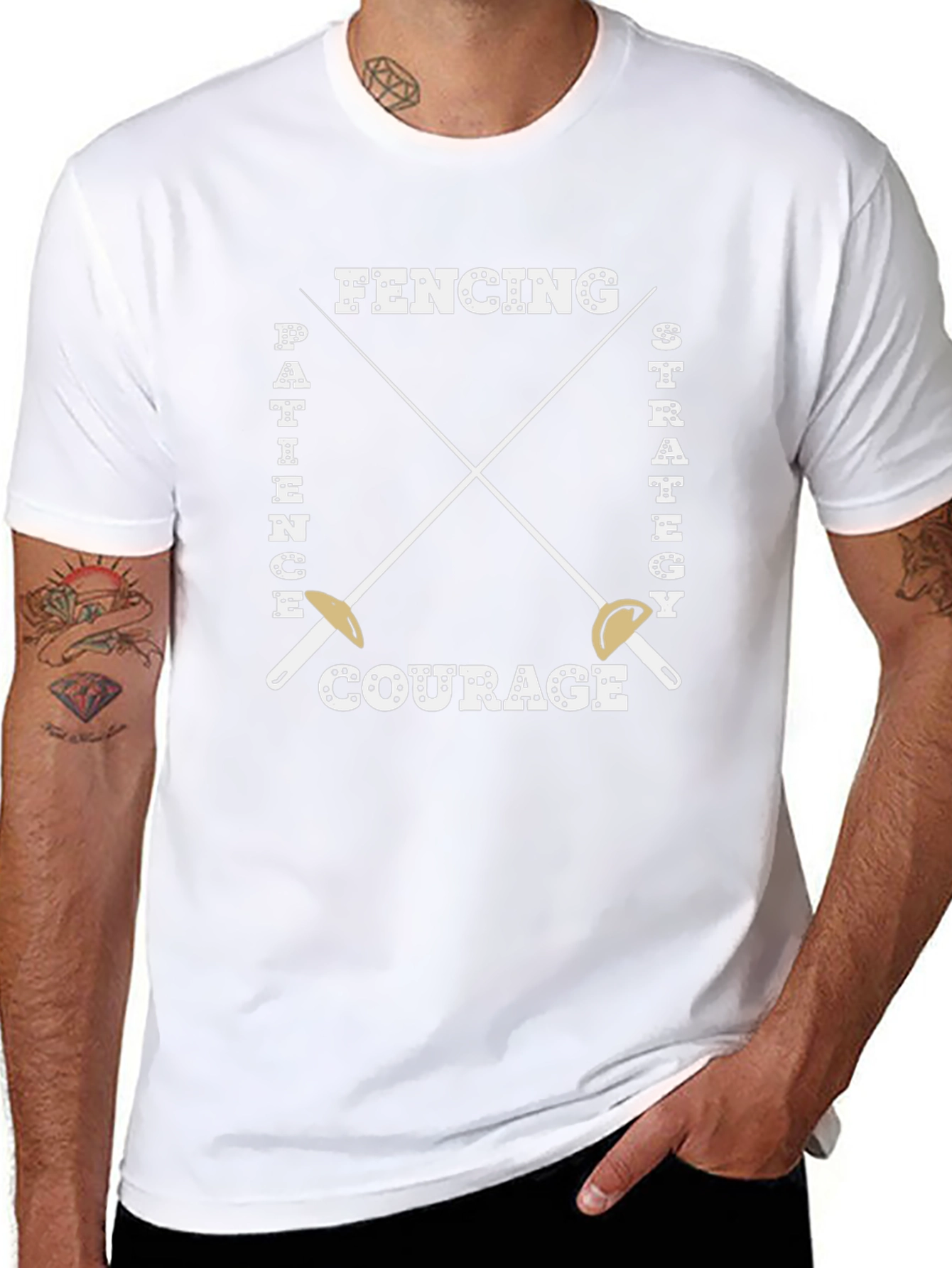 Fencing T-Shirt - Patience Strategy Courage Design