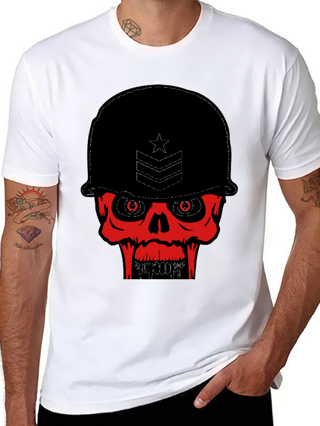 Skull Soldier Graphic Tee - Black