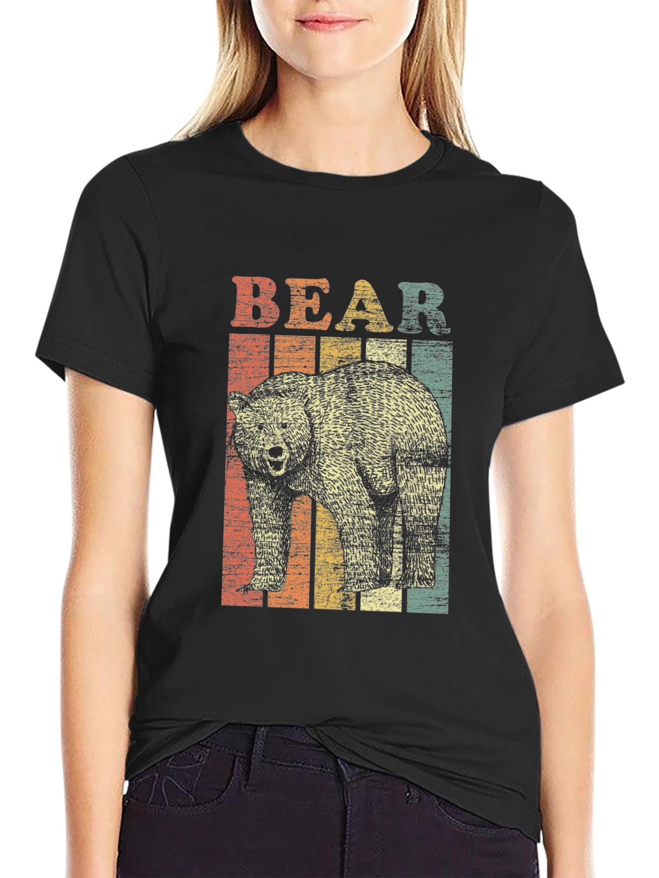 Retro Bear Graphic T-Shirt - Unisex Black Tee