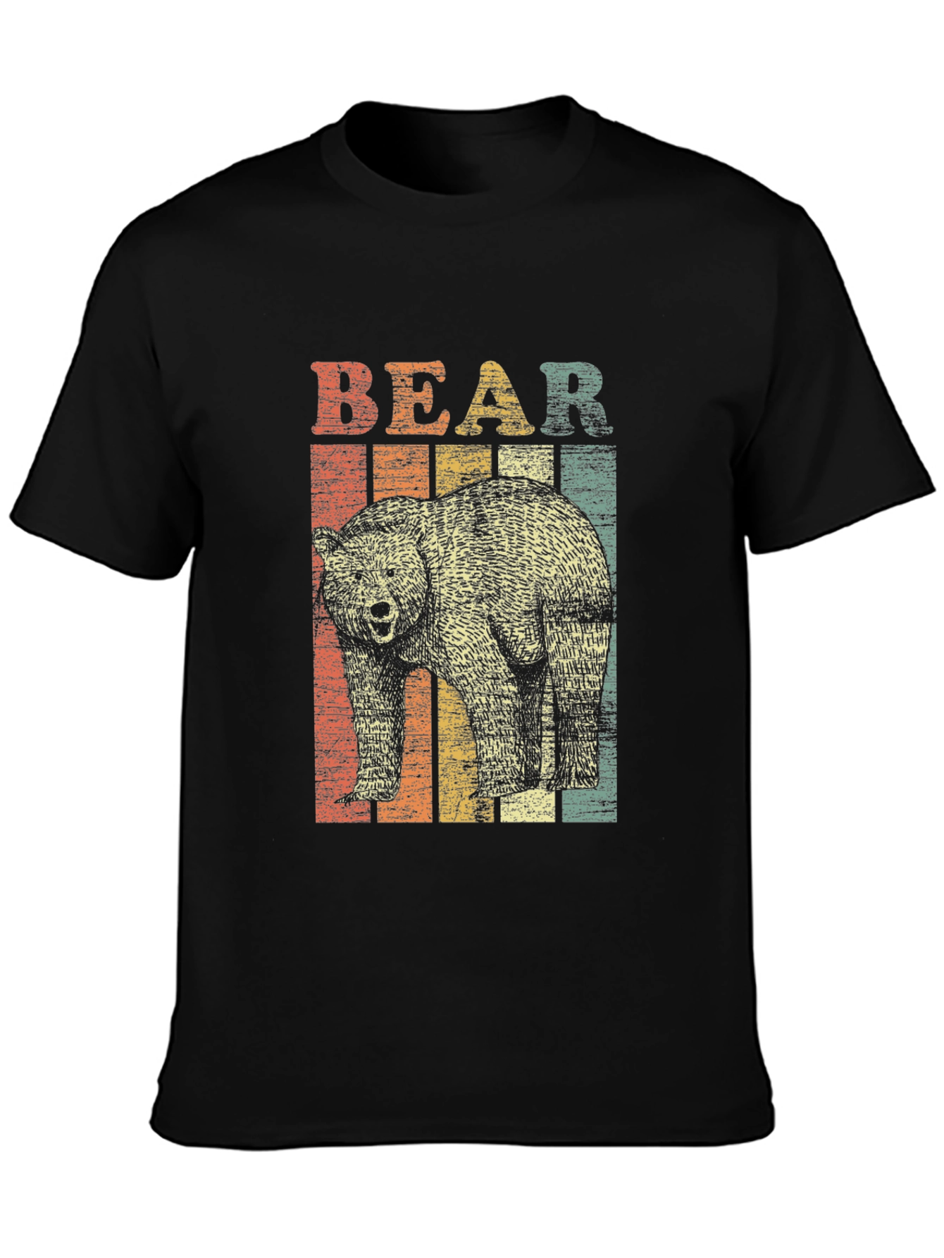Retro Bear Graphic T-Shirt - Unisex Black Tee