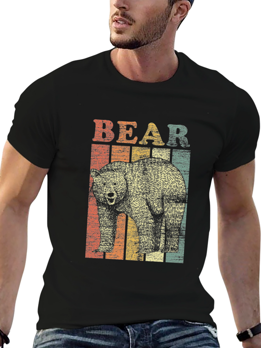 Retro Bear Graphic T-Shirt - Unisex Black Tee