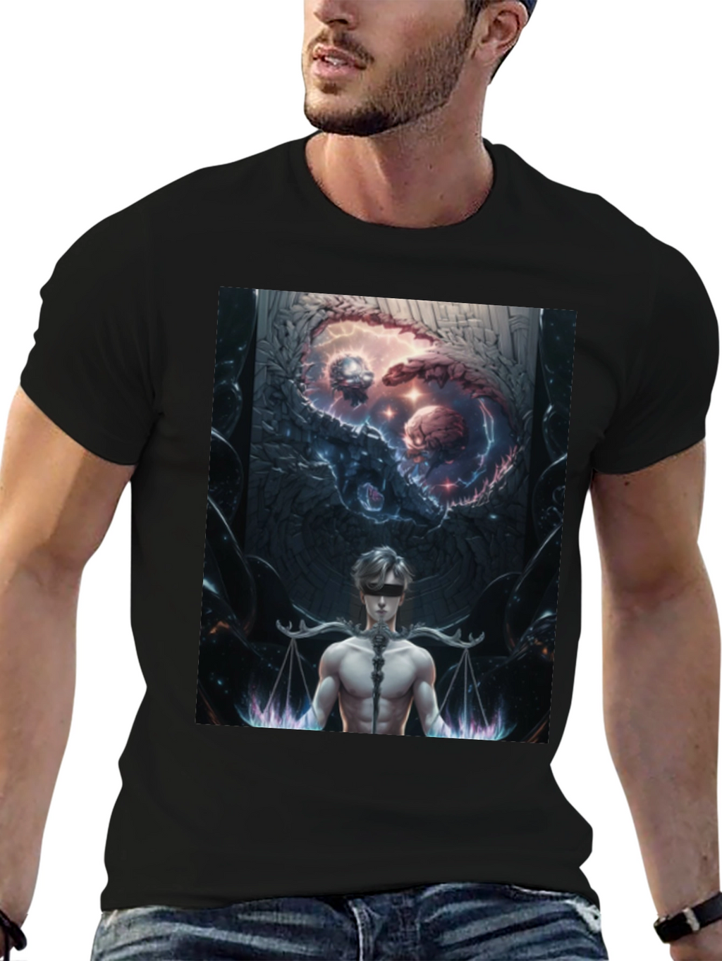 Libra Scales Man Black T-Shirt