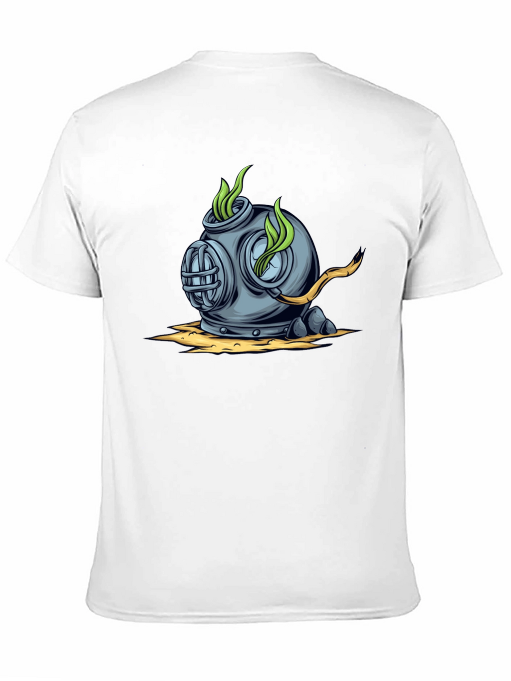 Retro Diver Helmet Graphic Tee - Black Cotton T-Shirt