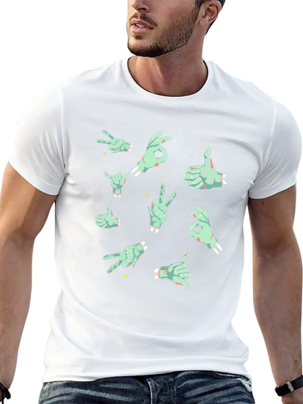 Zombie Hand Sign T-Shirt - Cool Graphic Tee