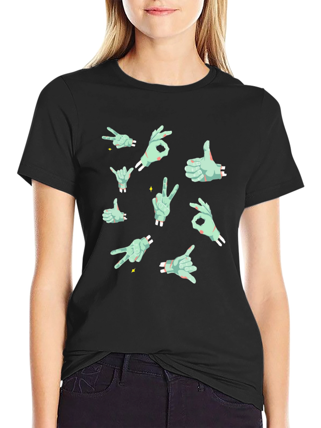 Zombie Hand Sign T-Shirt - Cool Graphic Tee