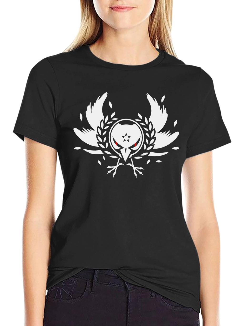 Black Raven Graphic Tee - Stylish Bird Emblem