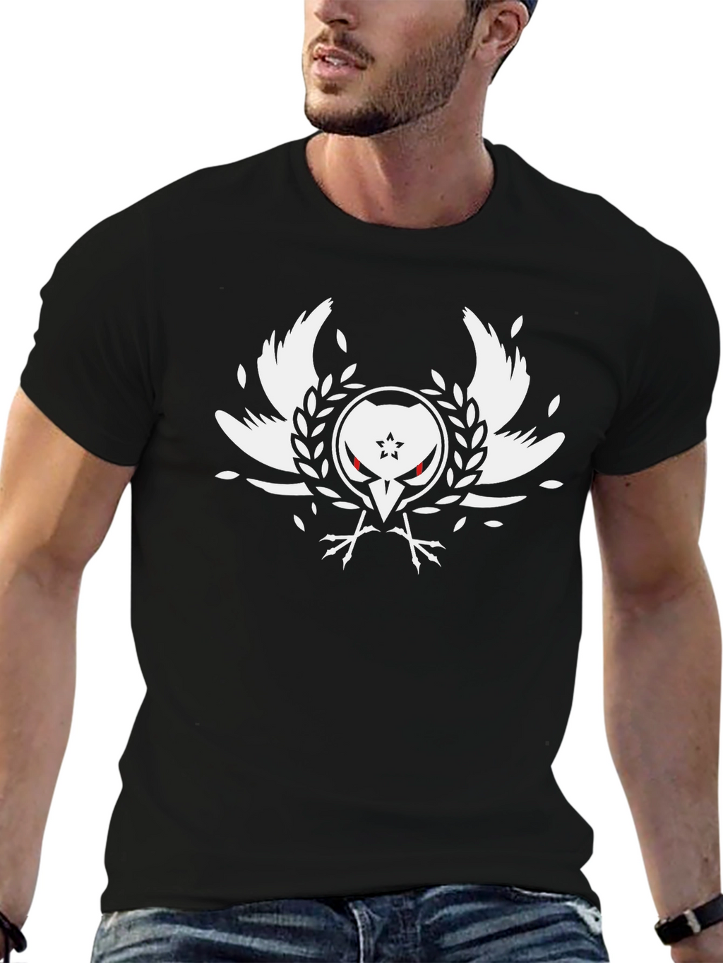 Black Raven Graphic Tee - Stylish Bird Emblem
