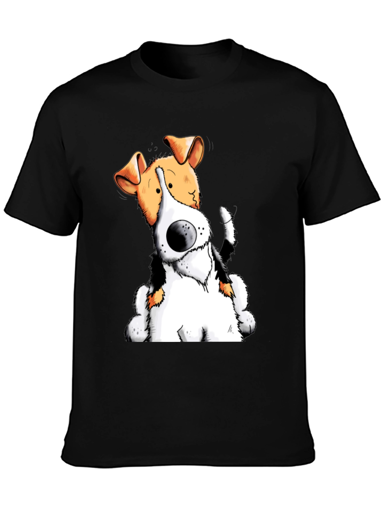 Cartoon Dog Graphic T-Shirt - Black Cotton Tee