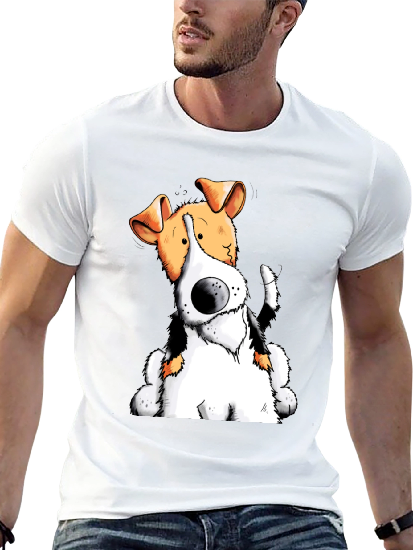 Cartoon Dog Graphic T-Shirt - Black Cotton Tee