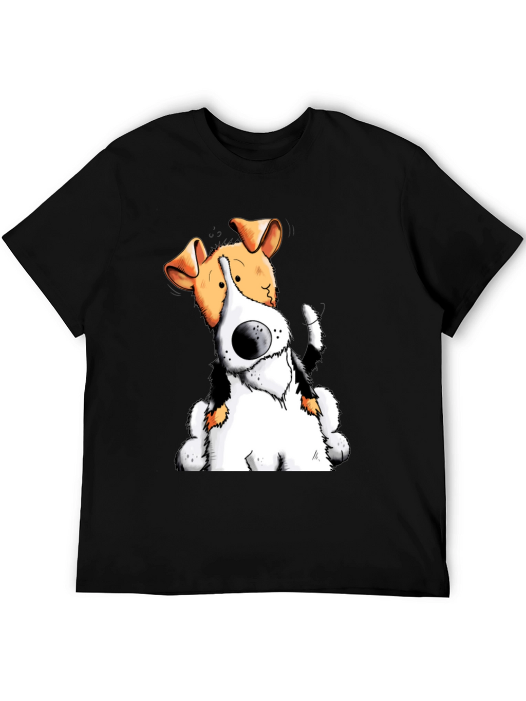 Cartoon Dog Graphic T-Shirt - Black Cotton Tee