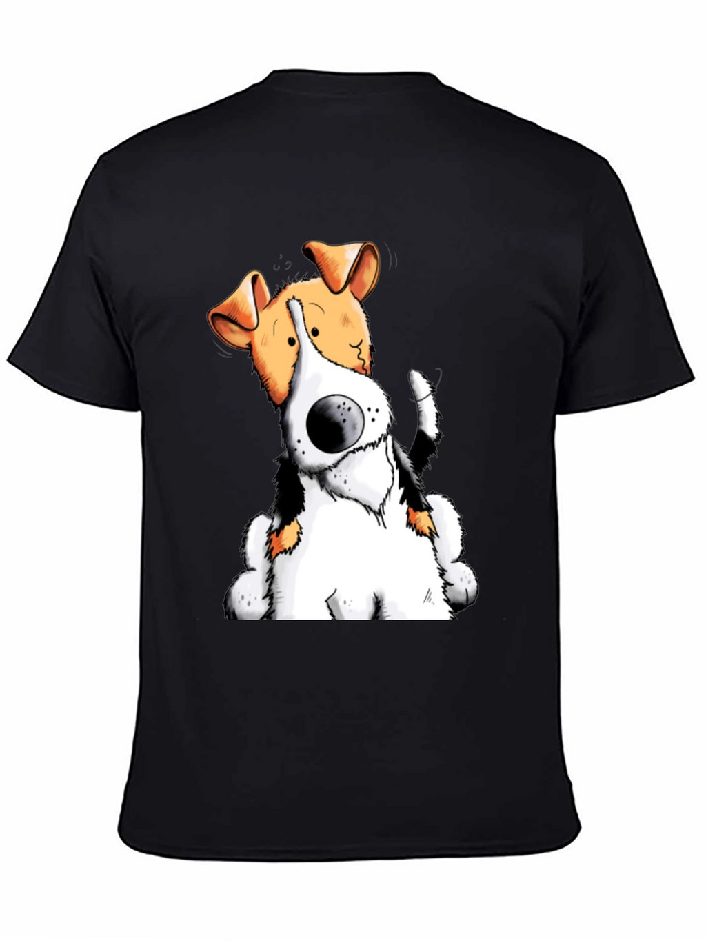 Cartoon Dog Graphic T-Shirt - Black Cotton Tee
