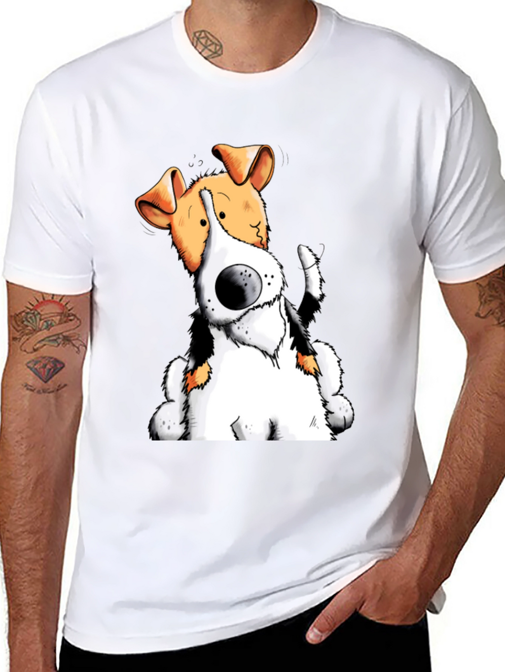 Cartoon Dog Graphic T-Shirt - Black Cotton Tee