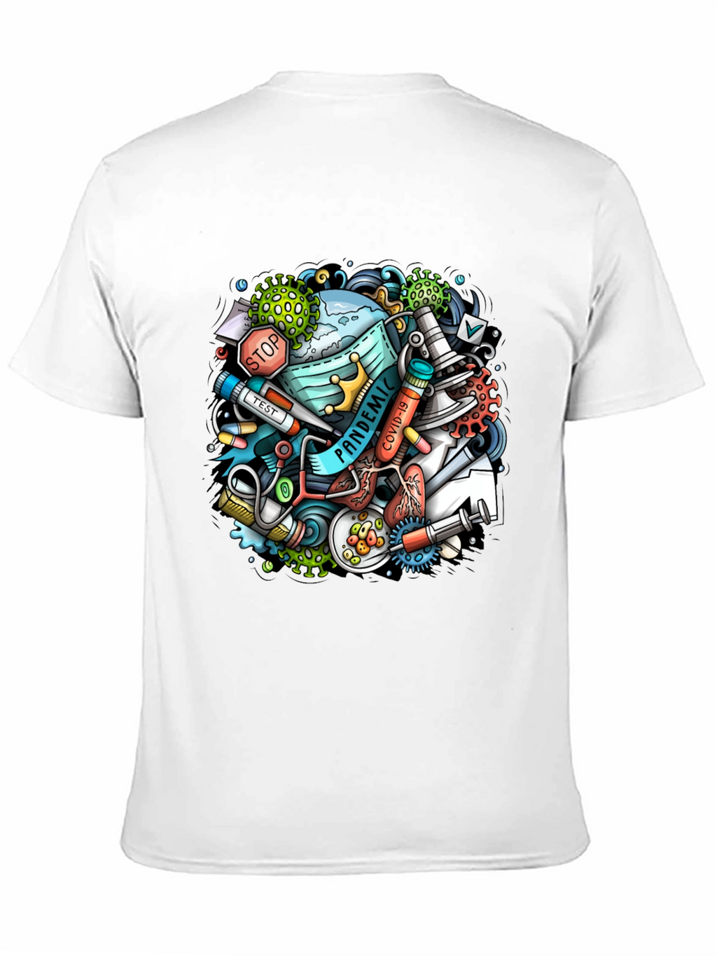 Pandemic Cartoon Graphic Black T-Shirt