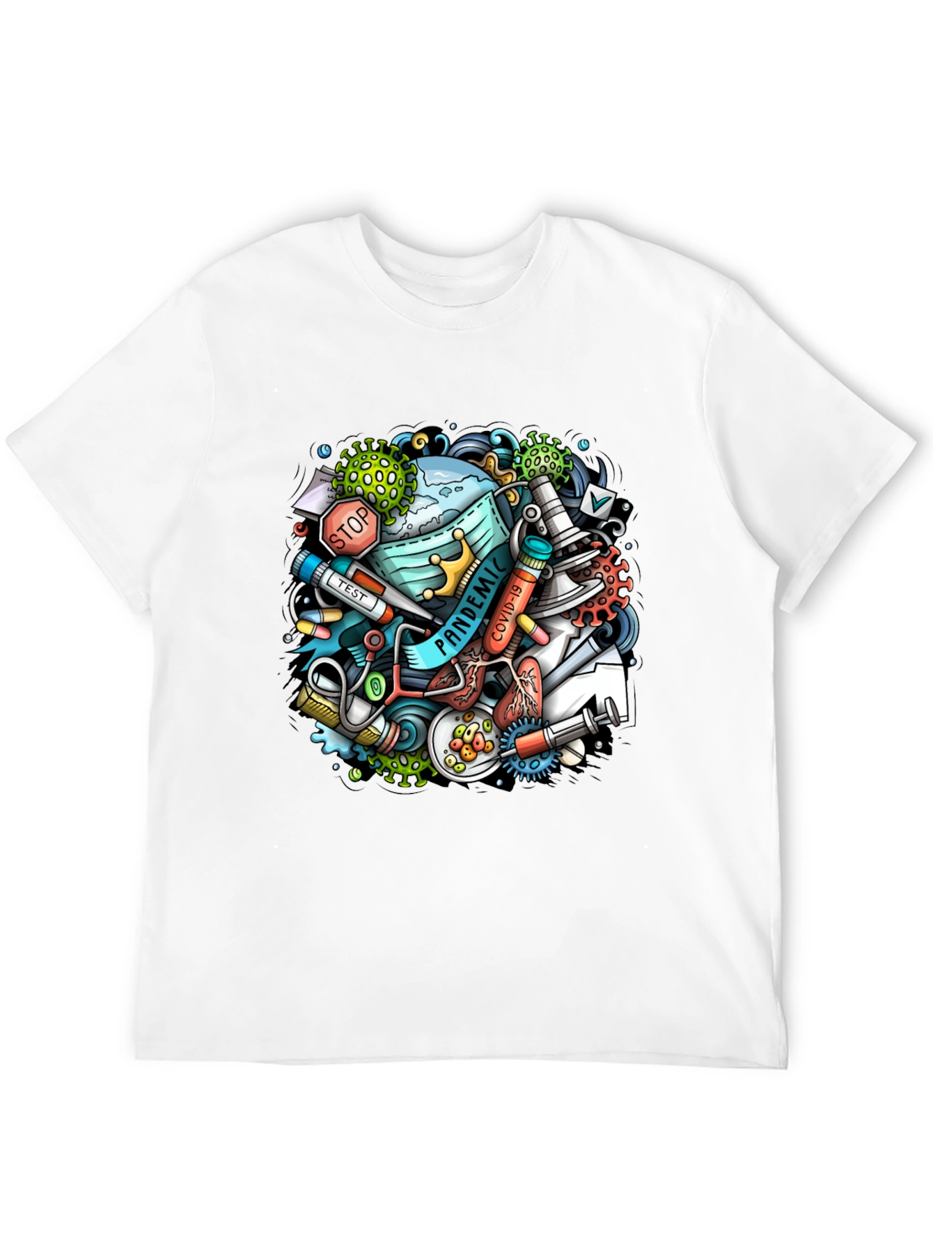 Pandemic Cartoon Graphic Black T-Shirt