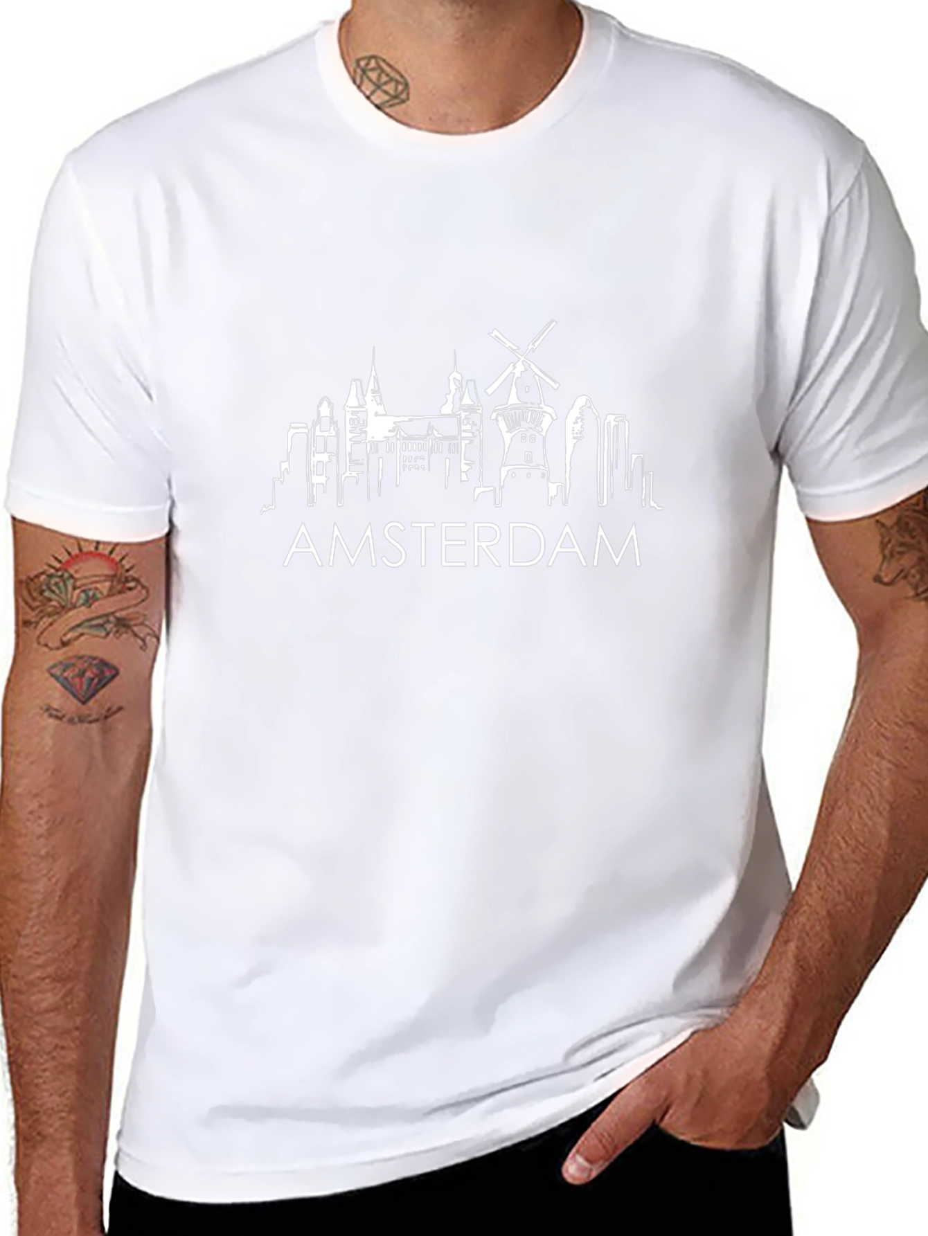 Amsterdam Skyline Black T-Shirt