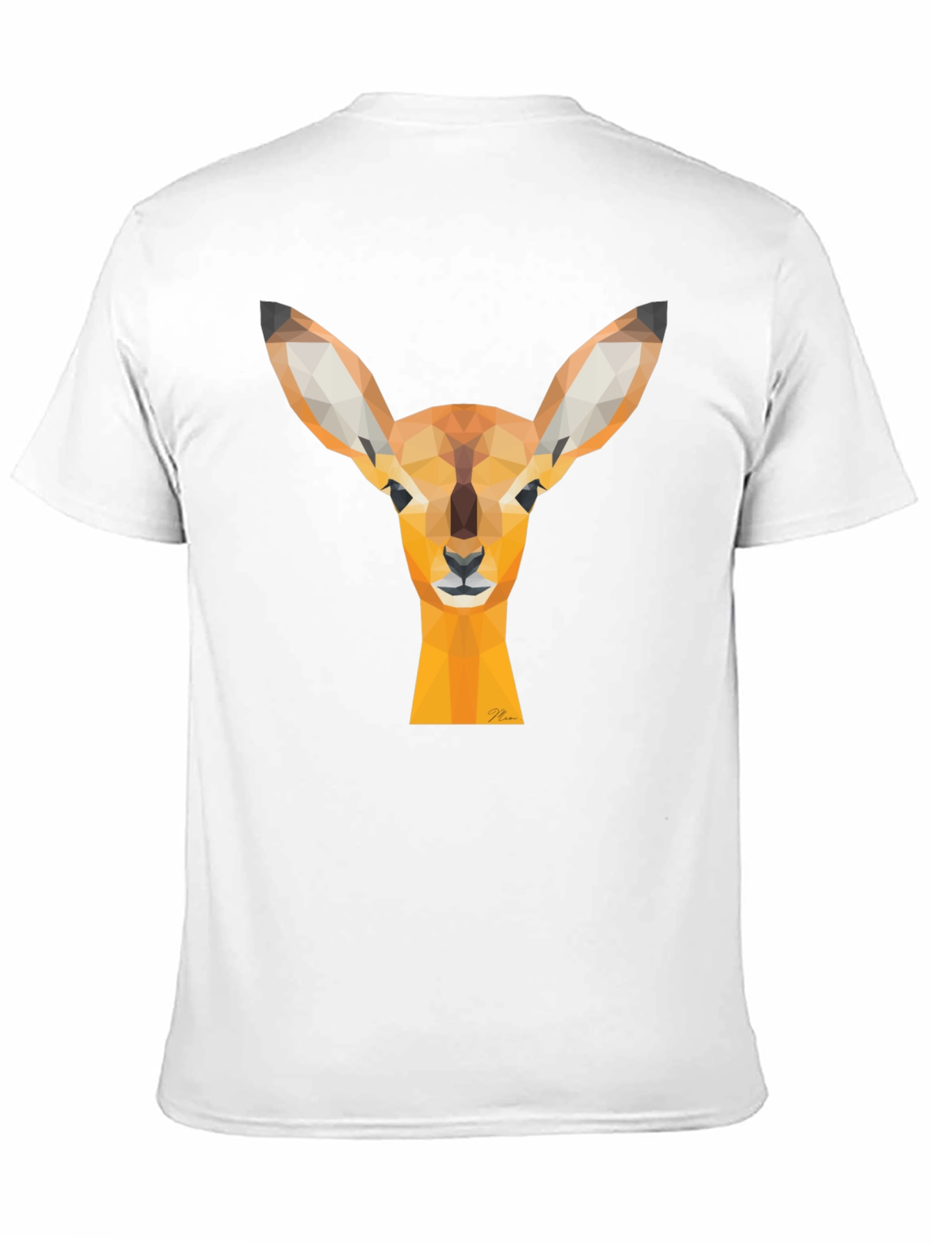 Geometric Deer Head Graphic Tee - Modern Art