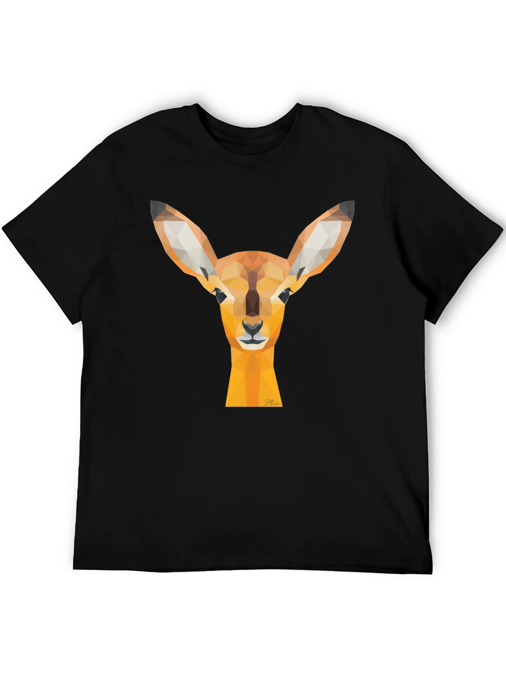 Geometric Deer Head Graphic Tee - Modern Art