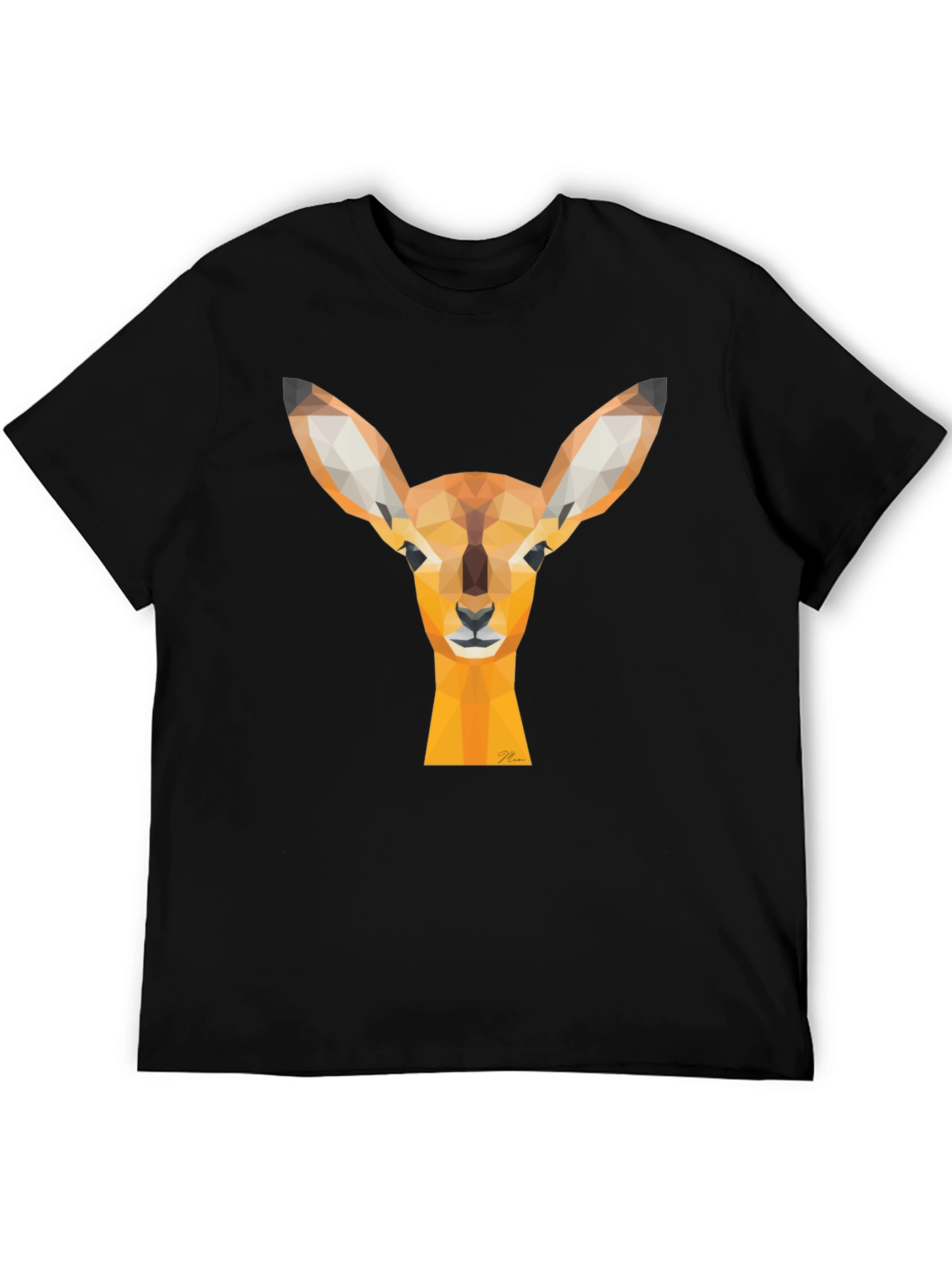 Geometric Deer Head Graphic Tee - Modern Art