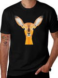 Geometric Deer Head Graphic Tee - Modern Art