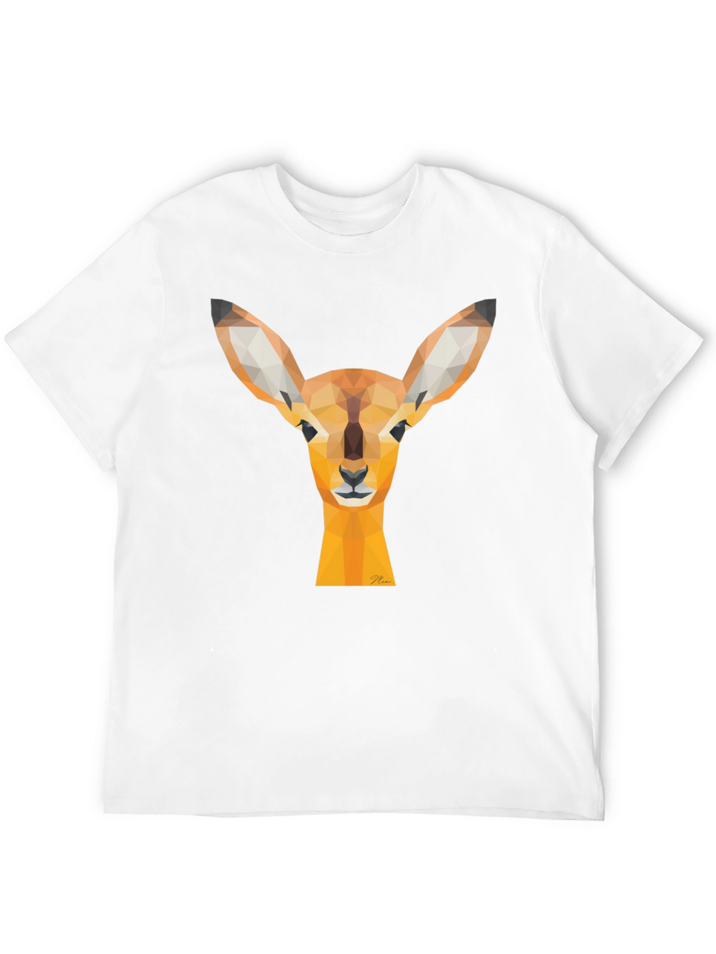 Geometric Deer Head Graphic Tee - Modern Art